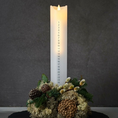 Sirius Svíčka LED Sara Calendar, bílá/stříbrná, výška 29 cm - 24002