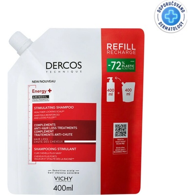 Vichy Dercos Energy šampon pro posílení vlasů náhradní náplň 400ml