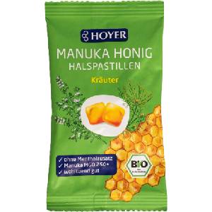 HOYER Пастили за гърло с био мед от манука - Herbs - 30 г