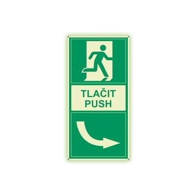 Pod kliku dveří - Tlačit - Vpravo - fotoluminiscenční tabulka s dírkami, plast 2 mm 200x100 mm