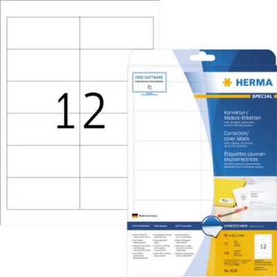 Herma 4228 97 x 42.3 mm papier, matný biela 300 ks trvalé korekčné etikety