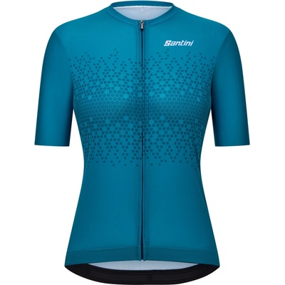 Santini Дамска фланелка с къс ръкав за колоездене Santini Women's Moon S/S Jersey Cycling jersey - Teal - размер XL (156-2732-0216)
