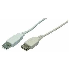 LogiLink USB 2.0 cable, USB-A/M to USB-A/F, grey, 2 m 2m USB 2.0, 2 m, USB A, USB A, 2.0, Male/Female, Grey