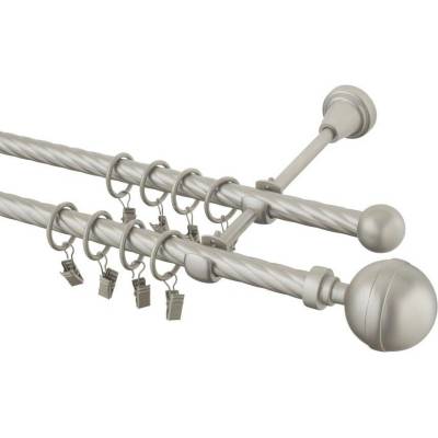 GARNÝŽE-HEBR Garnýž kroucená Kalisto chrom mat dvojitá 170 cm