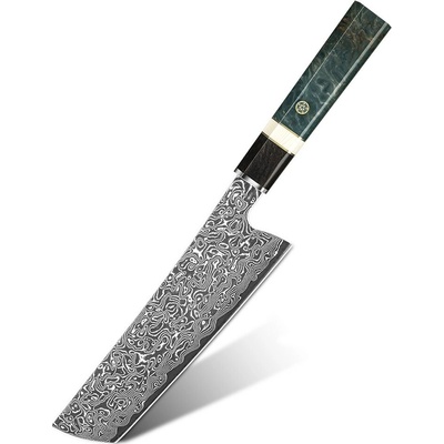 IZMAEL Damaškový kuchynský nôž Zenith Nakiri/Zelená/Čierna 16 cm