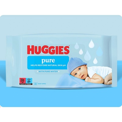 Huggies Pure dětské vlhčené ubrousky 56 ks