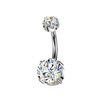 Šperky4U Luxusní piercing do pupíku s Moissanity 2.50ct, TITAN - TM001