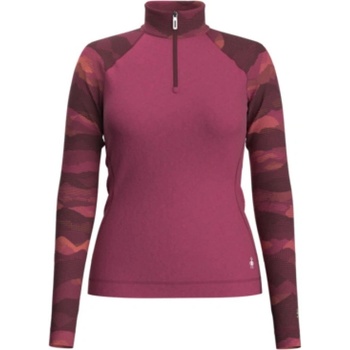 Smartwool Womens Classic Thermal Merino Base Layer Pattern 1/4 Zip festive fuchsia mountain scape