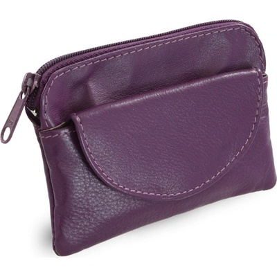 Fialová kožená se zipovou a klopnovou kapsičkou 619 0365 76