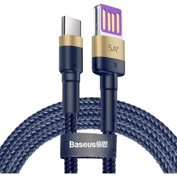 Baseus Кабел Baseus Cafule Quick Charge USB-C Cable (CATKLF-PV3), от USB A(м) към USB C(м), 1m, тъмносин (CATKLF-PV3 / 40789)