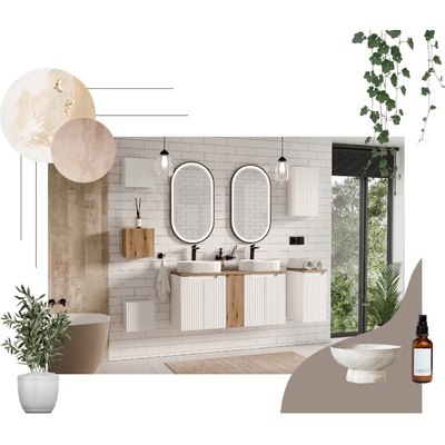 Comad Koupelnová sestava Nova White s deskou a umyvadly 140 cm bílá/dub evoke