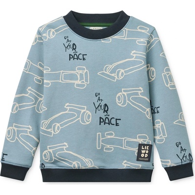 LIEWOOD Детски пуловер LIEWOOD Kid's Ridley Printed Sweatshirt Jumper - Race Cars / Beach Blue - размер 86/92 (EU) (704-6278-0212)