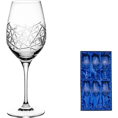 Bohemia Crystal sada 6 broušených sklenic na bílé víno brus Graffiti 380 ml