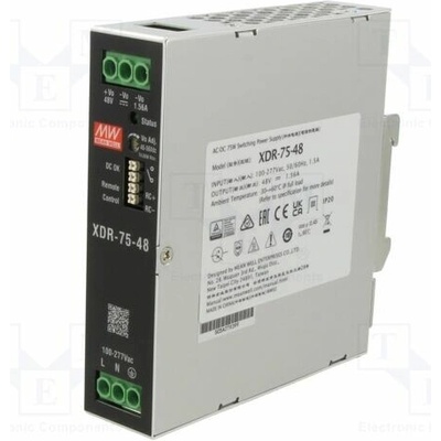 MEAN WELL XDR-75-48 Napájecí zdroj: spínaný; na lištu DIN; 75W; 48VDC; 0÷1,56A; OUT: 1