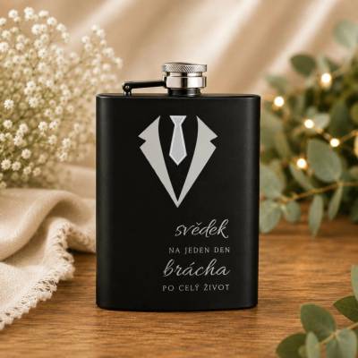 Placatka pro svědka smoking s kravatou stylový dárek pro kamaráda Černá - brácha