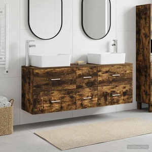 vidaXL Комплект шкафове за баня 3 бр. Опушен дъб 136 x 35 x 80 см (3405863)