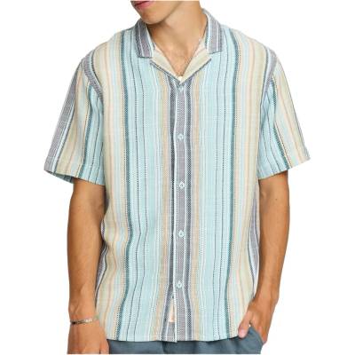 Revolution Мъжка риза с копчета Revolution Cuban Shirt Striped S/S Shirt - Blue (033-3267-0213)