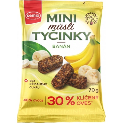 Semix Mini müsli bezlepkové tyčinky banán 70 g