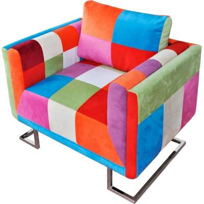 Petromila Krychlové chromované nohy patchwork textilní
