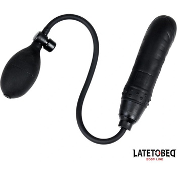 LATETOBED BDSM Line Inflatable Dildo With Manual Pump Black