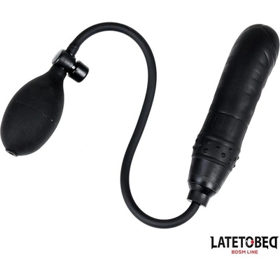 LATETOBED BDSM Line Inflatable Dildo With Manual Pump Black