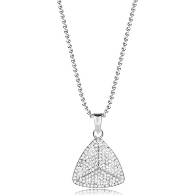 Šperky eshop Stříbrný - trojúhelník, kulatý čirý zirkon, kuličkový řetízek AA05.07