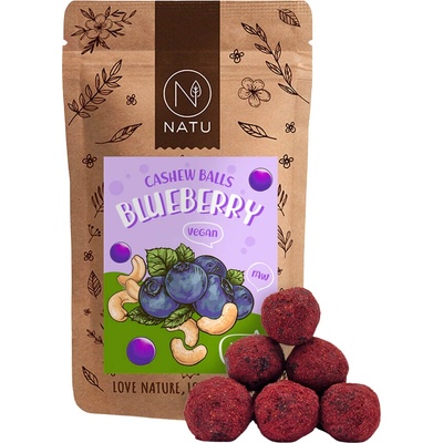NATU Čučoriedkové guličky s kešu krémom 70 g