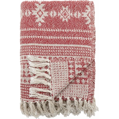 Bloomingville Přehoz z recyklované bavlny Oia Red 130 × 160 cm, červená barva, textil
