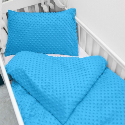Biante obliečky Minky 3D bodky MKP034 Modré 90 x 120 cm 40 x 60 cm