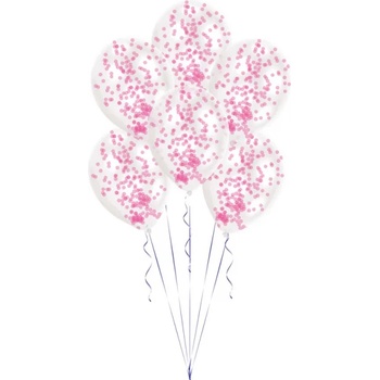 Amscan Латексови балони с конфети розови 6 бр