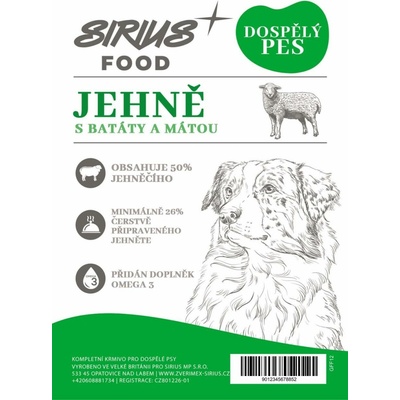 Sirius Food Grain Free Adult jehně s batáty a mátou 2 kg