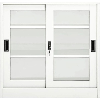 Vidaxl Skriňa s posuvnými dverami biela 90x40x90 cm oceľ