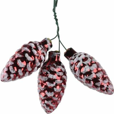 KAEMINGK Vánoční skleněné ozdoby šišky k dekorování svazek červený 1ks, 3x6cm - Tmavě červené
