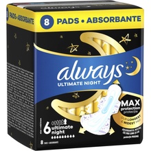 Always Ultimate Night hygienické vložky Vel. 6 s křidélky 8 ks