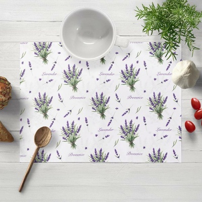 Biante Dekorační prostírání Rongo RGP-508 Snítky levandulí Provence na bílém 35x45 cm