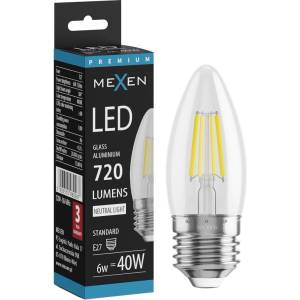 Mexen Vintis Крушка филамент LED E27, C35, 6W, Неутрална - 4000K, 720 lm, прозрачен (L154-E27-0640-00)