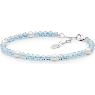 Gaura Pearls náramek s akvamarínem a perlou Eulalia 232-37B Modrá