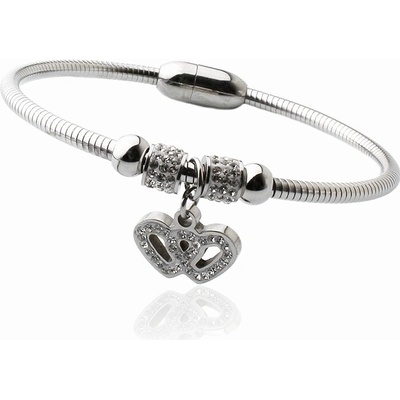 BM Jewellery Luxusní náramek dvě srdce se zirkony Valentýn S597120