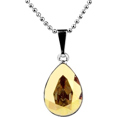 Swarovski Elements Rhodiovaný náhrdelník zlatá slzička, kapka 39169.4 Metallic Sunshine (zlatá metalická, lesklá)