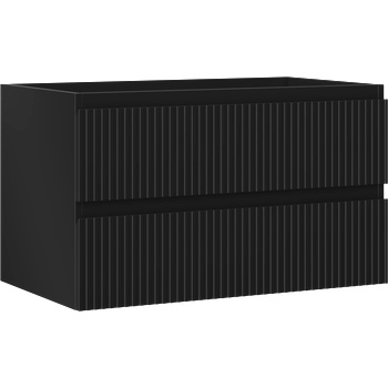 Mexen Rivel шкаф за баня под умивалник 80 см, 2 чекмеджета, деликатно оформен, черен мат - 91A20-08047-2-BFF71 (91A20-08047-2-BFF71)