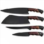 HARAHU Комплект кухненски ножове xr-38746 - 4бр. / Черен / Кафяв kp38746