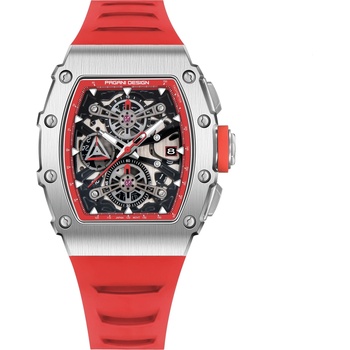 Pagani Design Мъжки часовник Pagani Design Fusc, Хронограф, Червен / Сребрист (PD-YS011-RED-SILVER)