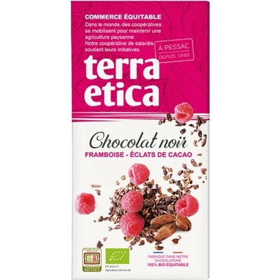 Terra Etica Bio hořká s kakaovými boby a malinami 100 g