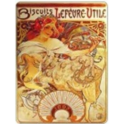 Cedule Alfons Mucha – Biscuits Champagne Lefevre, 15 x 21 cm