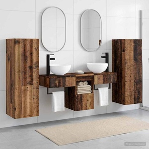 vidaXL Комплект мебели за баня 5 бр. Старо дърво 33 x 34, 5 x 100 см (3405971)