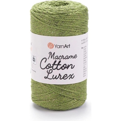 Yarn Art Macrame Cotton Lurex 741 zelená se zlatou nitkou