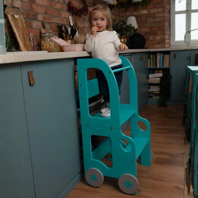Family scl Montessori učící věž s motivem auta 3v1 Modrá