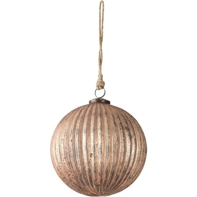 Clayre & Eef Zlato bronzová vánoční koule s žebrováním a patinou - Ø 16*16 cm