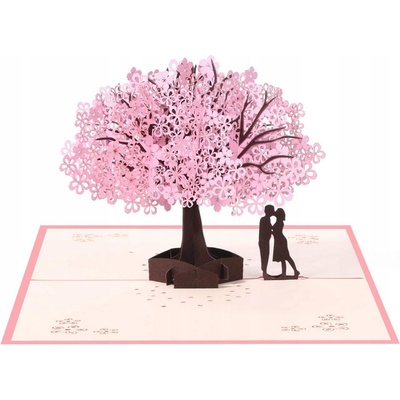 Kartka okolicznościowa Vicloon 3D růžové s obálkou 15x20 cm