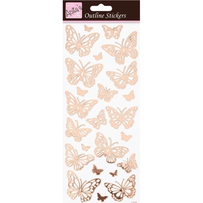 WEST DESIGN Samolepky kontury metalické bronzové 10x23cm Motýlci